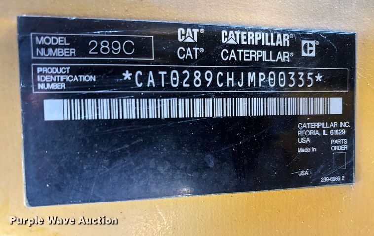 image for item DU1453 2008 Caterpillar 289C tracked skid steer loader