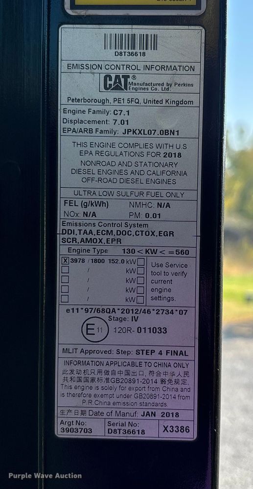 image for item DU1460 2018 Caterpillar 326F L long reach excavator