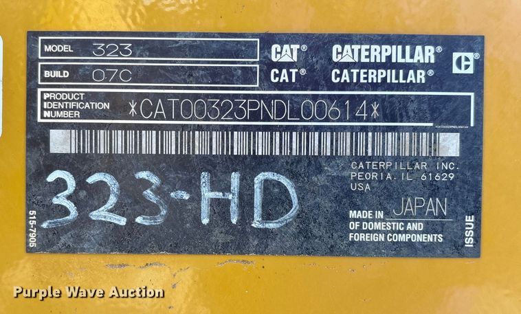 image for item DU1461 2021 Caterpillar 323 excavator