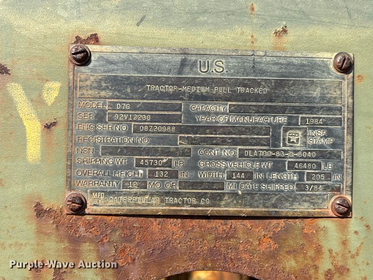 image for item DU1463 1984 Caterpillar D7G dozer