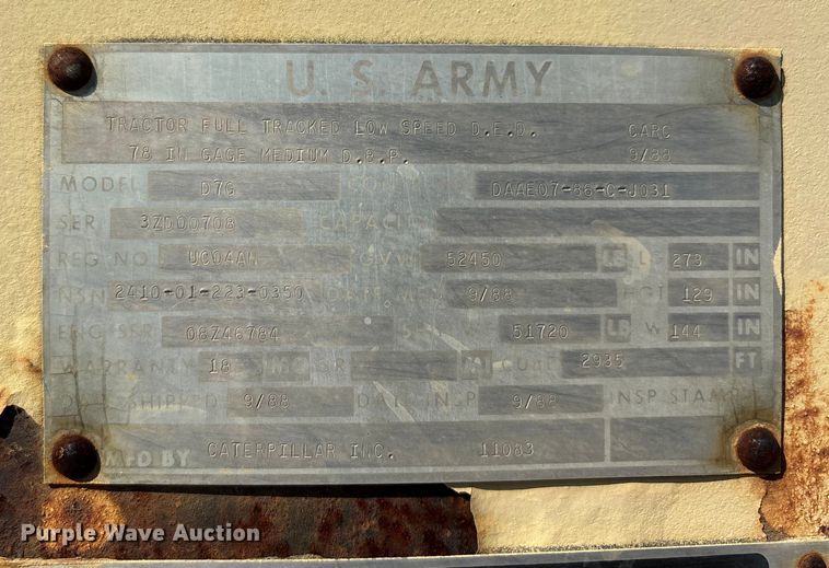 image for item DU1464 1988 Caterpillar D7G dozer