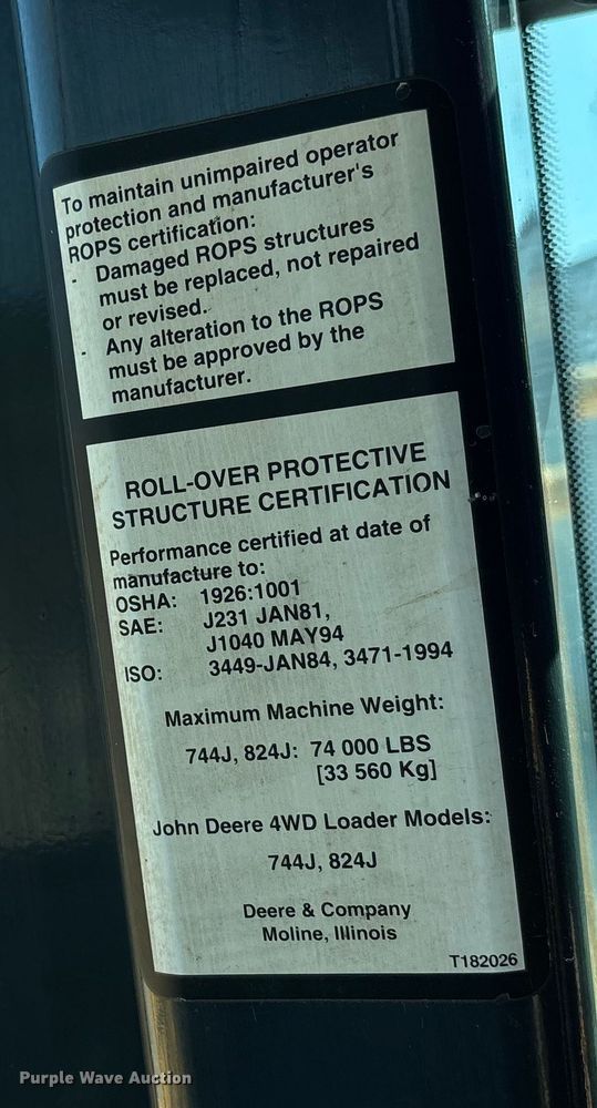 image for item DU1467 2003 John Deere 744J wheel loader