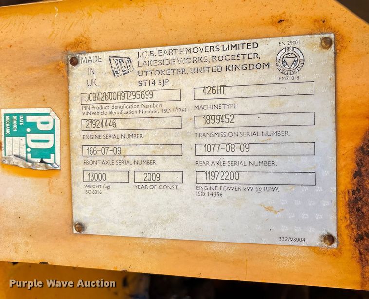 image for item DU1468 2009 JCB 426HT wheel loader