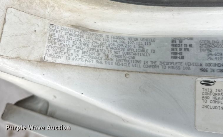 image for item DW4337 2003 Sterling L-Line truck cab and chassis