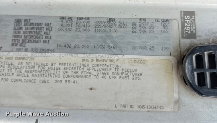 image for item DW4338 2003 Sterling L-Line truck cab and chassis