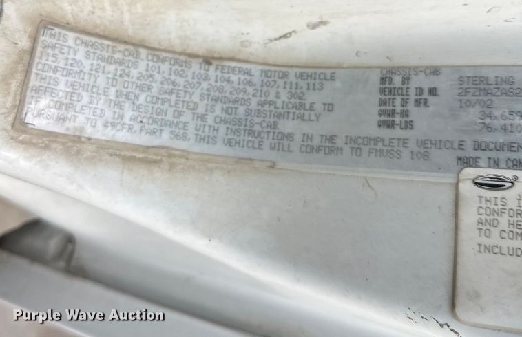 image for item DW4338 2003 Sterling L-Line truck cab and chassis