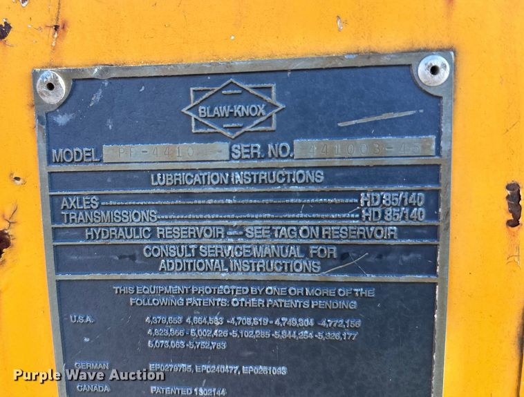 image for item DW4365 2001 Blaw Knox PF-4410 paver