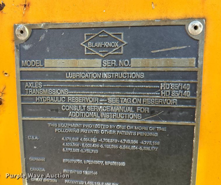 image for item DW4365 2001 Blaw Knox PF-4410 paver