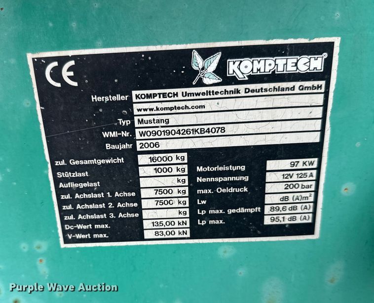 image for item DW4377 2006 Komptech Mustang trommel screen
