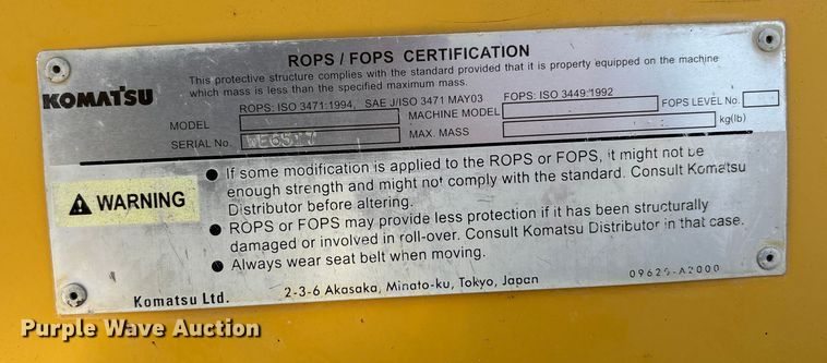 image for item DW7277 2007 Komatsu WA500 wheel loader