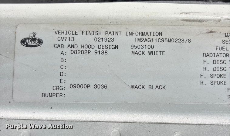 image for item DW7306 2005 Mack Granite CV713 dump truck