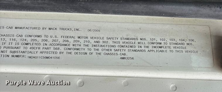 image for item DW7307 2006 Mack Granite CV713 dump truck