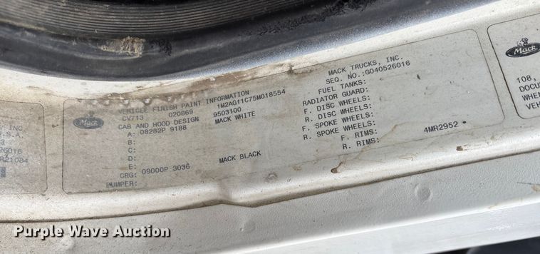 image for item DW7308 2005 Mack Granite CV713 dump truck