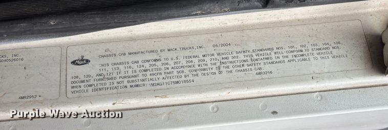 image for item DW7308 2005 Mack Granite CV713 dump truck