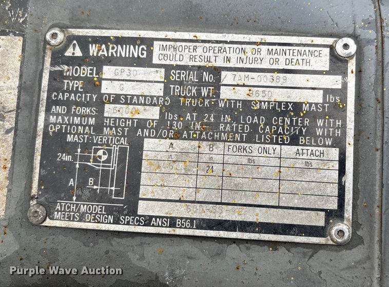 image for item DW7309 Caterpillar GP30 forklift
