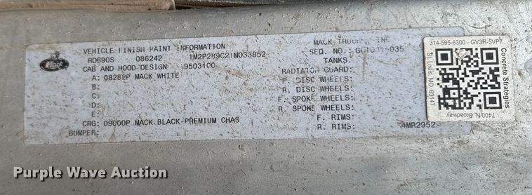 image for item EA2016 2001 Mack RD690S ready mix truck