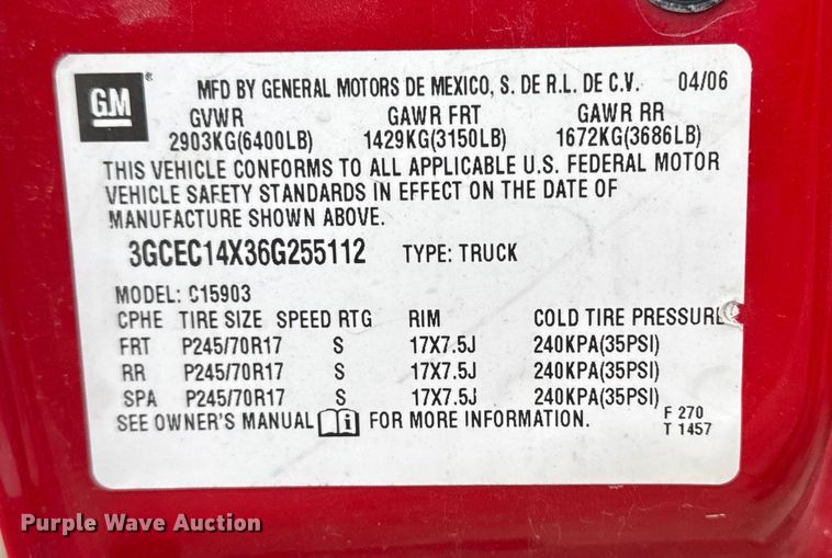 image for item EA2113 2006 Chevrolet Silverado 1500 pickup truck