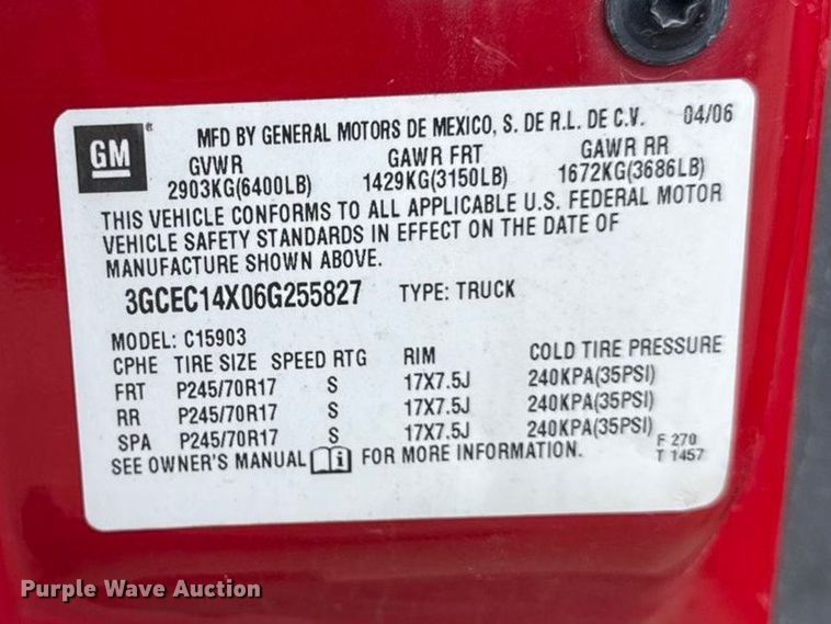 image for item EA2115 2006 Chevrolet Silverado 1500 pickup truck