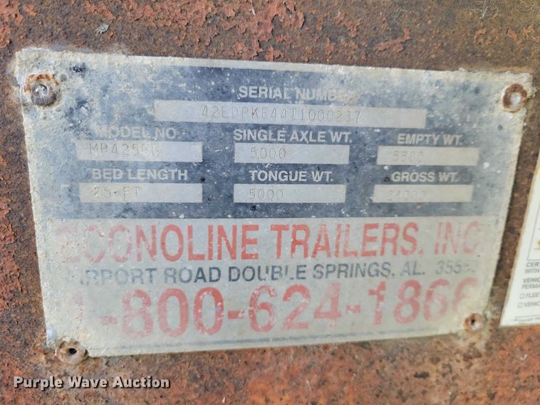 image for item EA2742 1995 Econoline MP425DF equipment trailer
