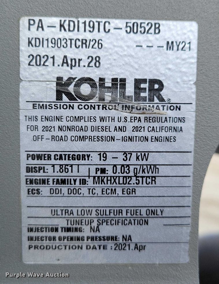 image for item EA2751 2022 Sullivan Palatek D185PKR air compressor