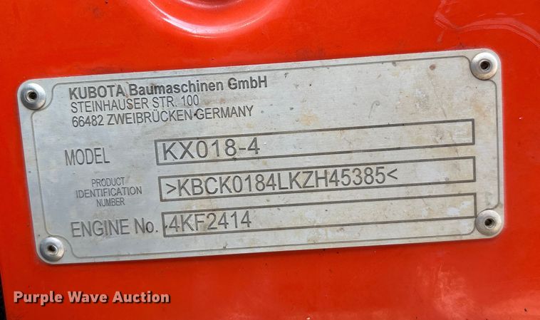 image for item EA7100 2020 Kubota KX018-4 mini excavator