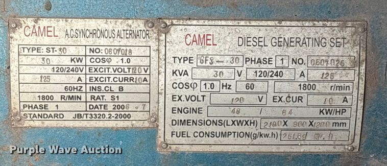 image for item EA7106 Camel GFS-30 generator