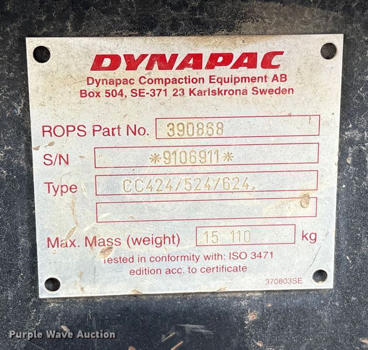 image for item EA7113 Dynapac CC624HF double drum vibratory roller