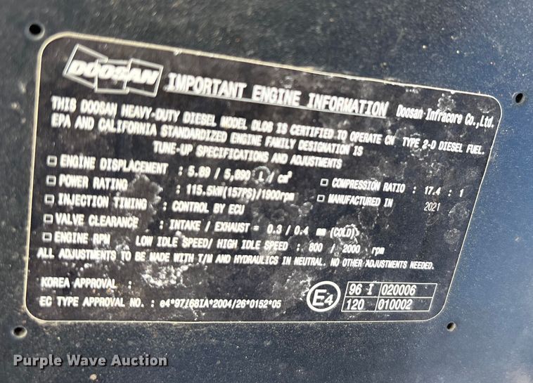 image for item EA7745 2021 Doosan DX225LC excavator