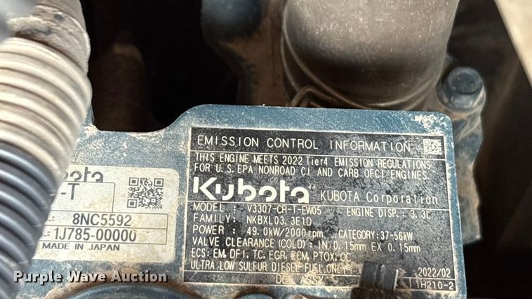 image for item EA7746 2022 Kubota KX080-4 mini excavator