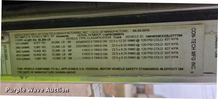 image for item EB1155 2011 Kenworth W900 ready mix truck