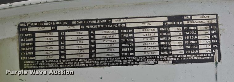 image for item EB1157 2004 Sterling L9500 ready mix truck