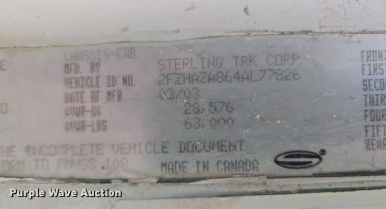 image for item EB1157 2004 Sterling L9500 ready mix truck