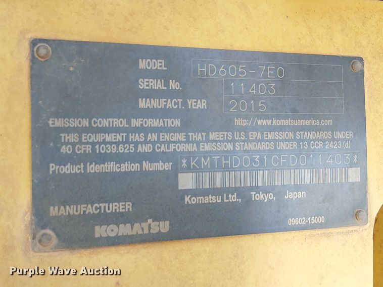 image for item EC1225 2015 Komatsu KHD605-7E0 haul truck