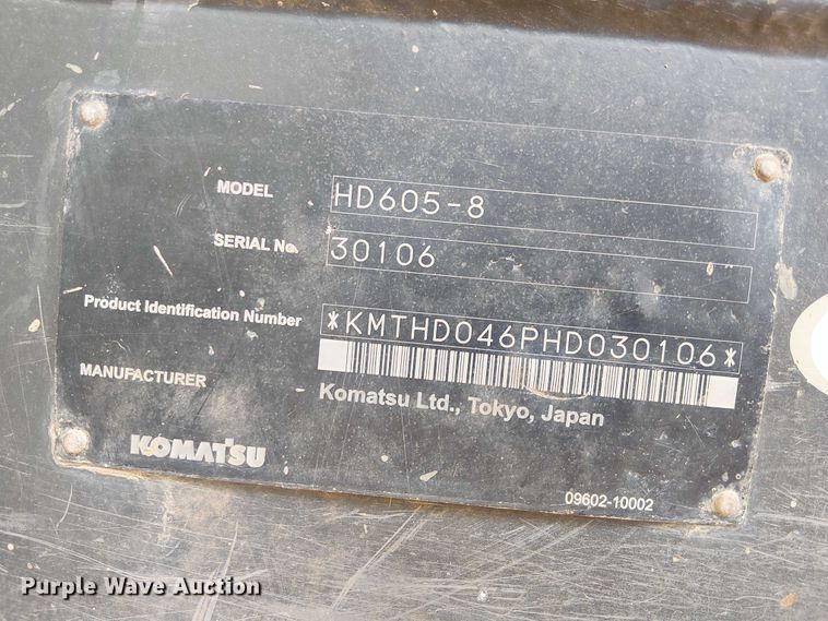 image for item EC1226 2017 Komatsu HD605-8 haul truck