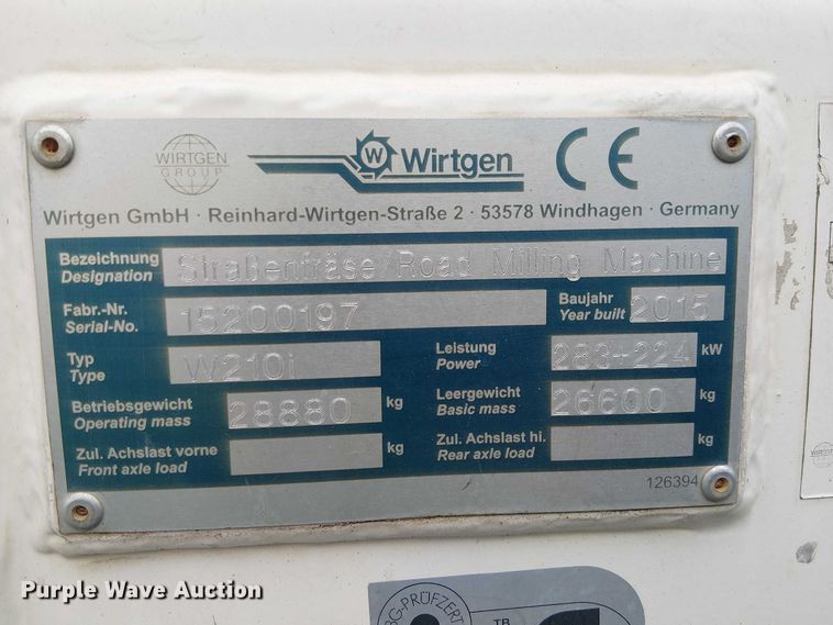 image for item EC1332 2015 Wirtgen W210i milling machine