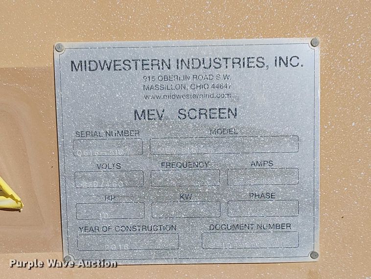 image for item EC1344 2016 Midwestern MEV-510-5 screen