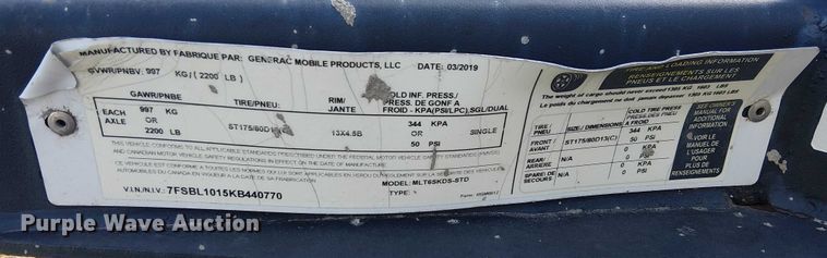 image for item EC1368 2019 Generac MLT6SKDS-STD light plant