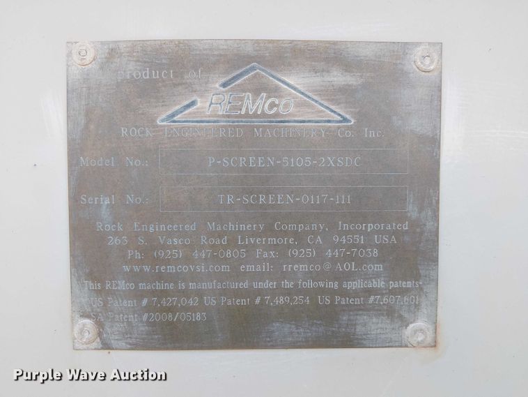 image for item EC8112 2017 REMco P-SCREEN-5105-2XSDC screening plant