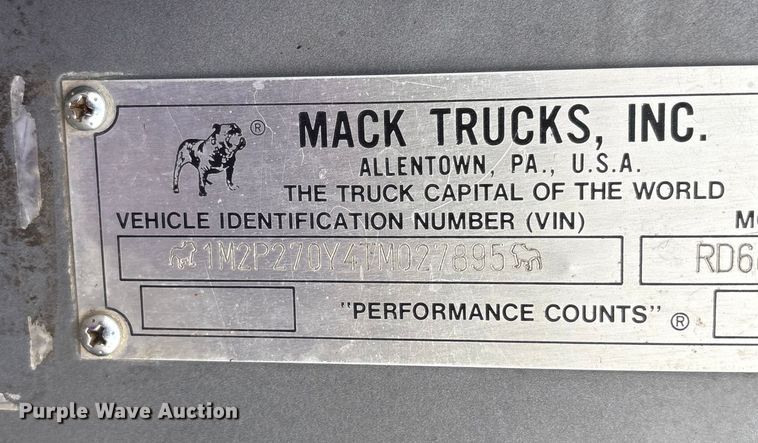 image for item EC8135 1996 Mack RD688S crane truck