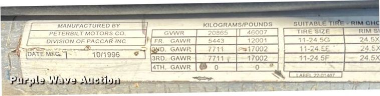 image for item ED2252 1997 Peterbilt 379 dump truck