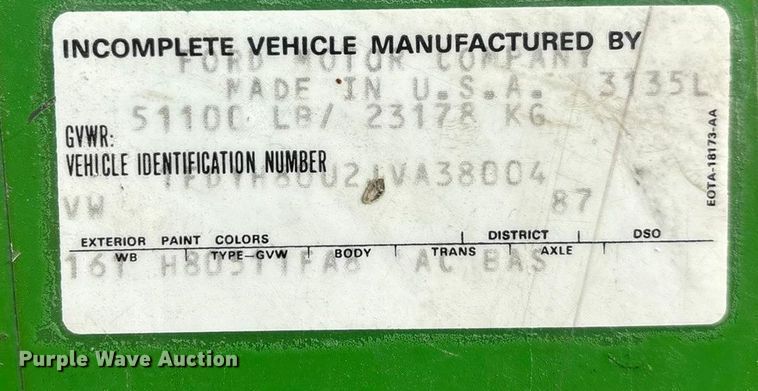 image for item ED2399 1988 Ford 8000 tank truck