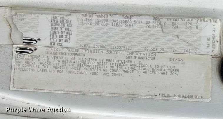 image for item ED2402 2007 Sterling L-Line dump truck