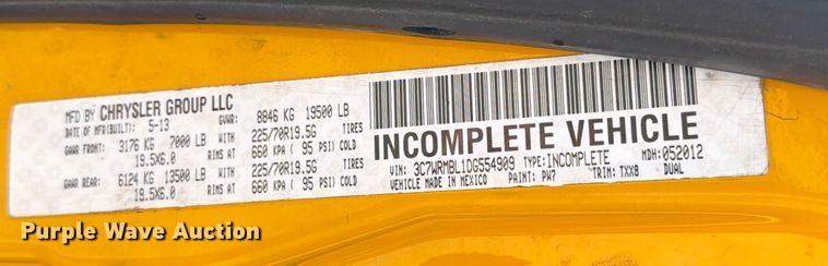 image for item ED4992 2013 RAM 5500 utility / service truck