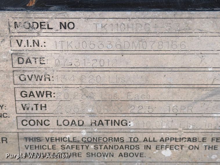 image for item ED4993 2013 Trail King TK110HDG lowboy equipment trailer