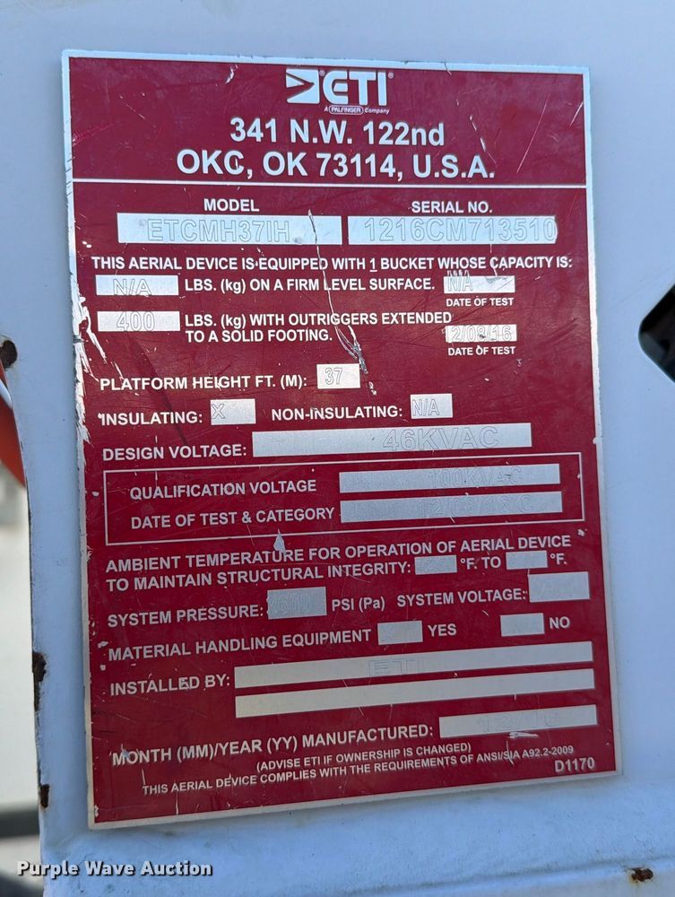 image for item ED5003 2016 Ford F550 bucket truck