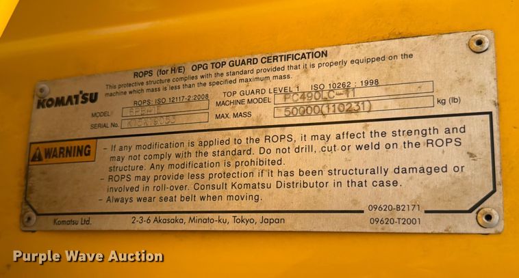 image for item ED5008 2016 Komatsu PC490LC-11 excavator