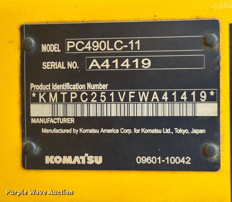 image for item ED5008 2016 Komatsu PC490LC-11 excavator