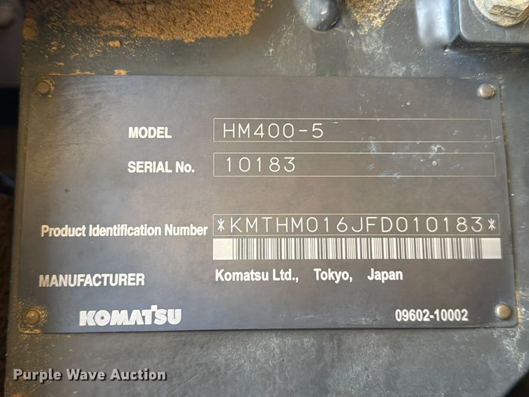 image for item ED5009 2016 Komatsu HM400-5 articulated haul truck