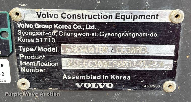 image for item ED5012 2020 Volvo EC300EL excavator