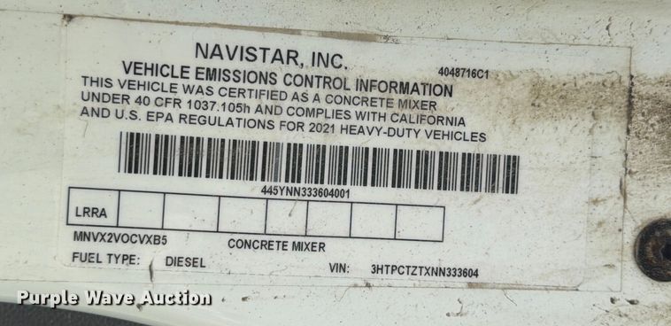 image for item ED5016 2022 International HX620 volumetric concrete mixer truck